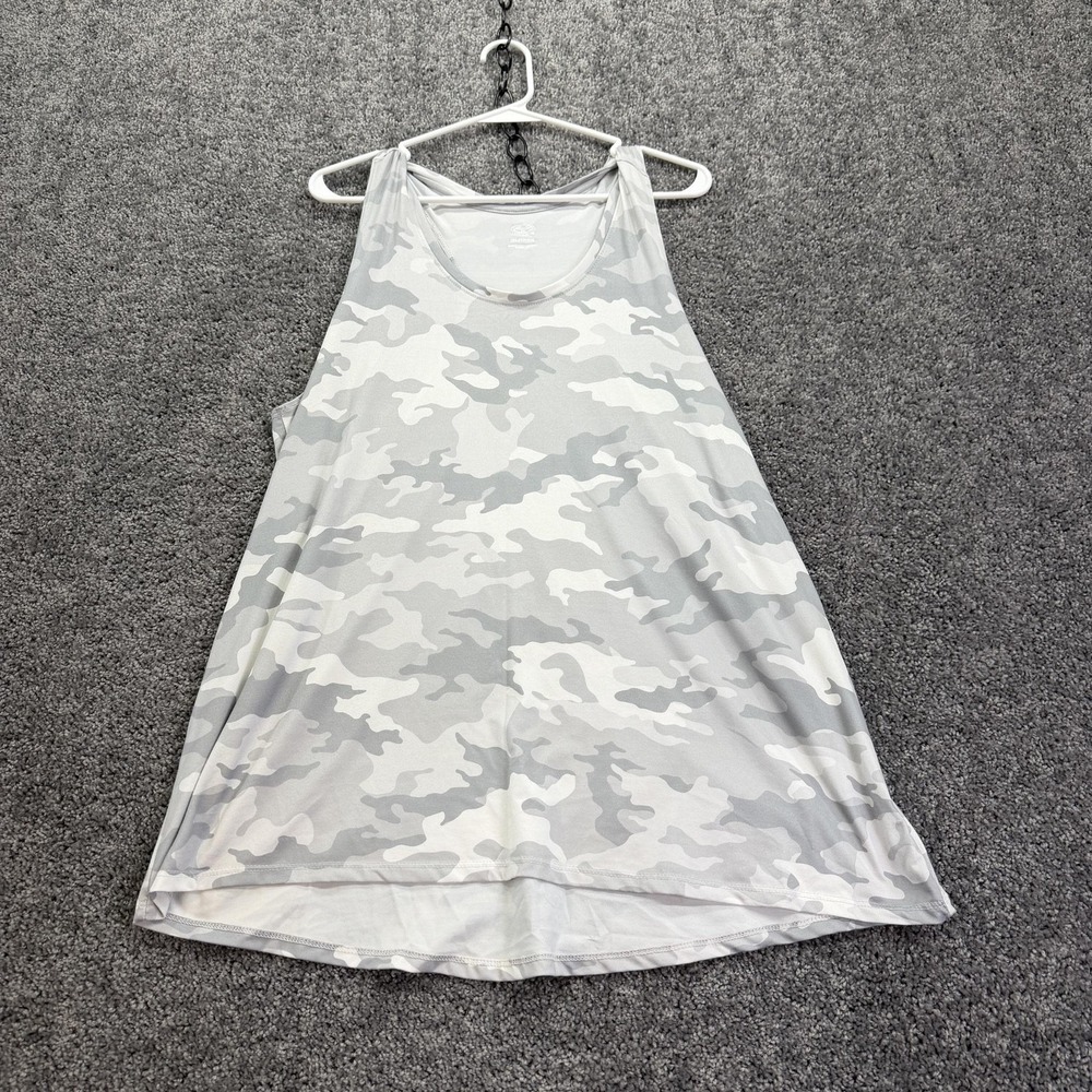 Athletic Works Tank Top Womens 2XL Gray Camo Scoop Neck Racerback Stretch